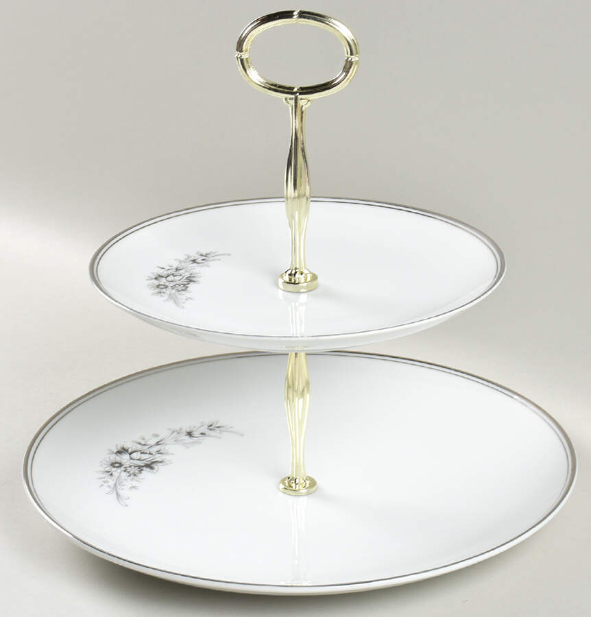 Sachiko (Platinum Ring) 6 5/8"-10"  2 Tiered Serving Tray (Dp, Sp) HC by Seizan-1