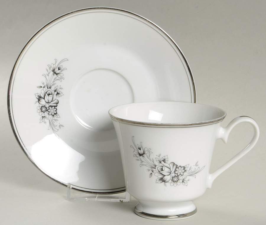 Sachiko (Platinum Ring) Footed Cup & Saucer Set by Seizan-1