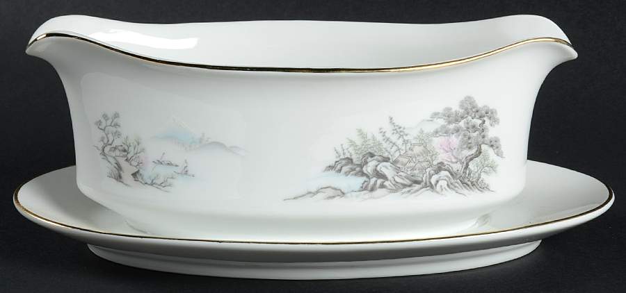 Sansui Gravy Boat with Attached Underplate by Seizan-1