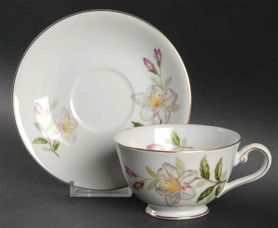 Azalea Footed Cup & Saucer Set by Seyei Toki Co-1
