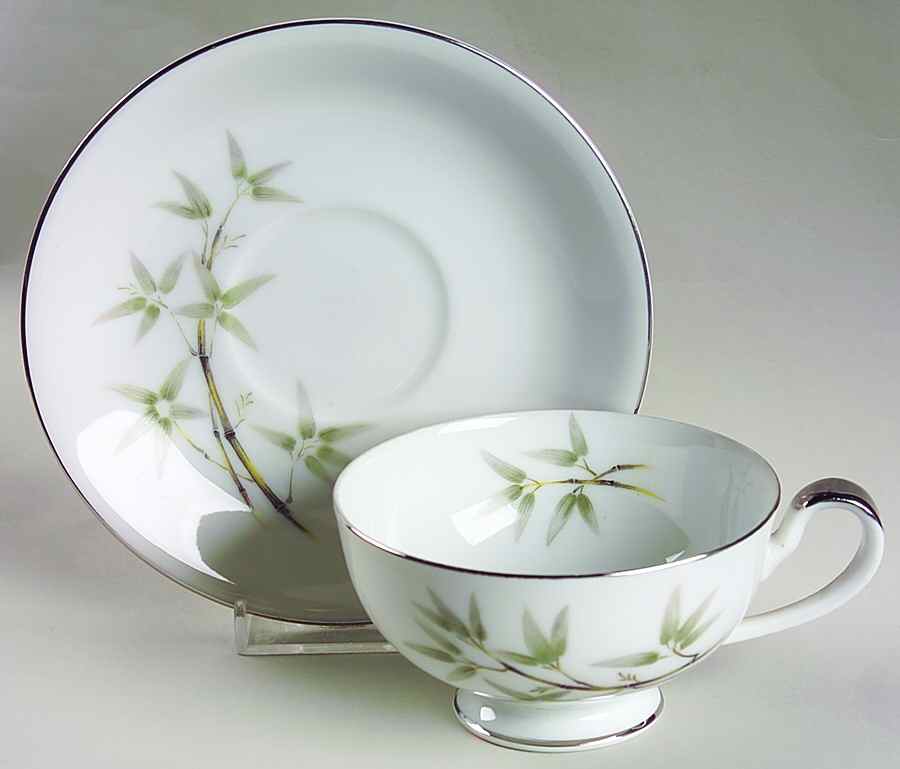 Bamboo Garden Footed Cup & Saucer Set by Seyei Toki Co-1