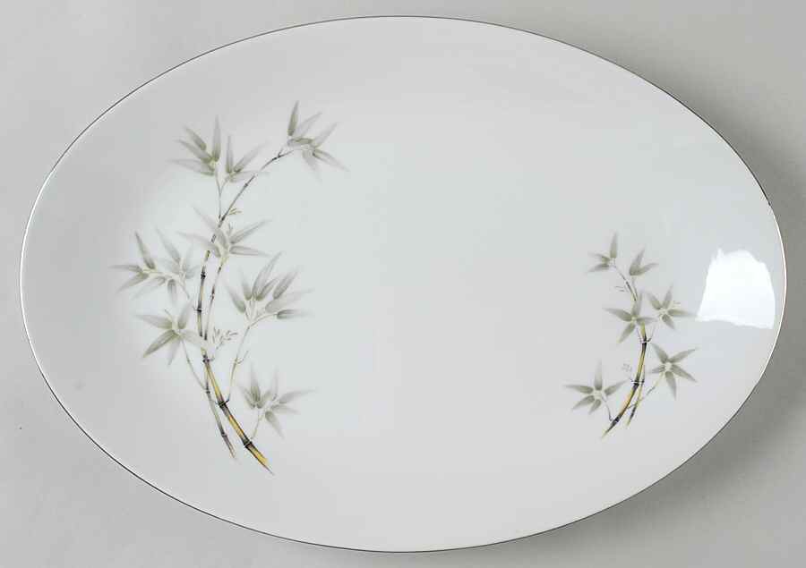 Bamboo Garden 14" Oval Serving Platter by Seyei Toki Co-1