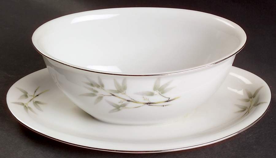 Bamboo Garden Gravy Boat with Attached Underplate by Seyei Toki Co-1