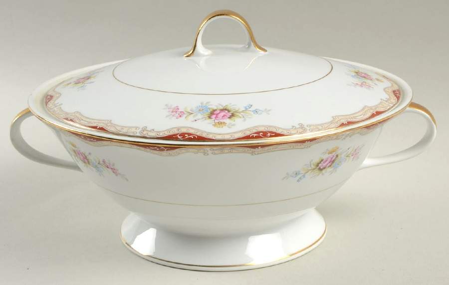 Burgundy Round Covered Vegetable by Seyei Toki Co-1
