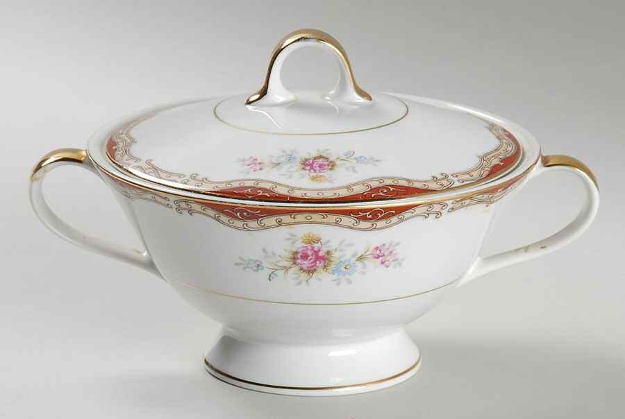 Burgundy Sugar Bowl & Lid by Seyei Toki Co-1