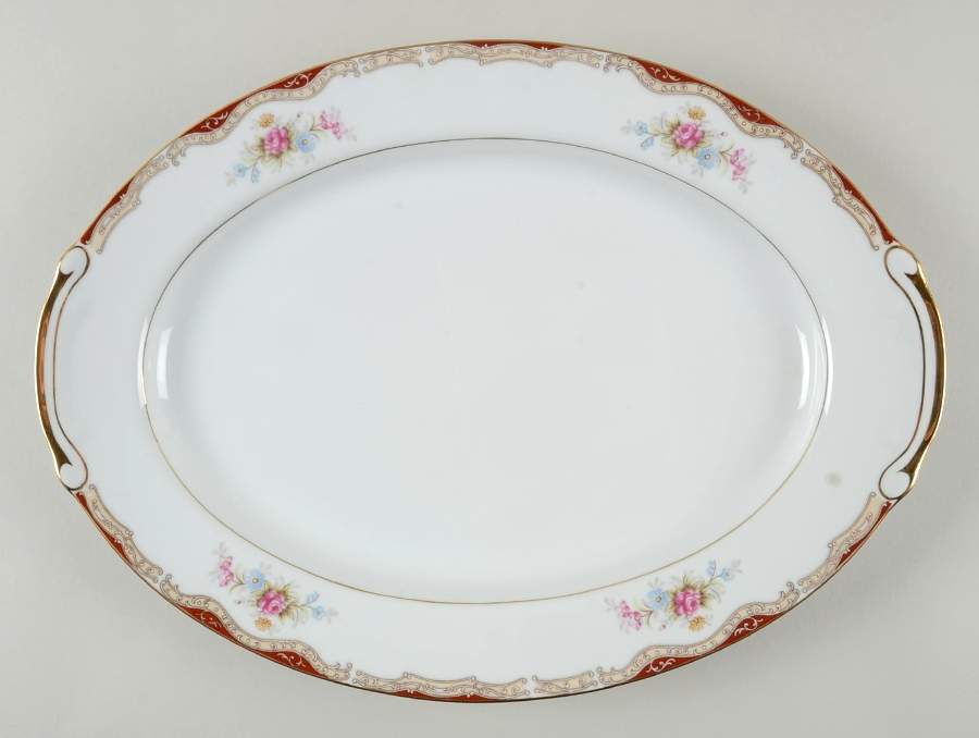 Burgundy 14" Oval Serving Platter by Seyei Toki Co-1