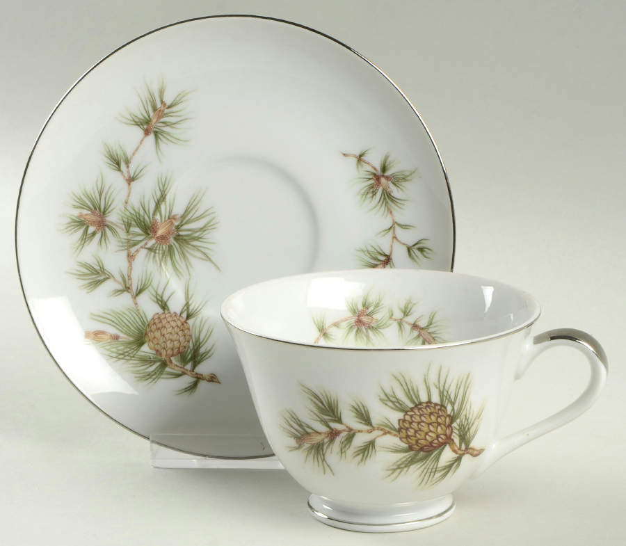 Cascade Pine Footed Cup & Saucer Set by Seyei Toki Co-1
