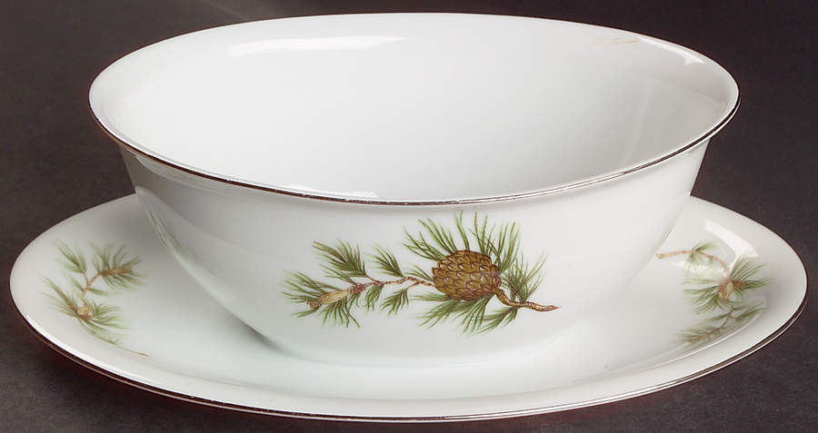 Cascade Pine Gravy Boat with Attached Underplate by Seyei Toki Co-1
