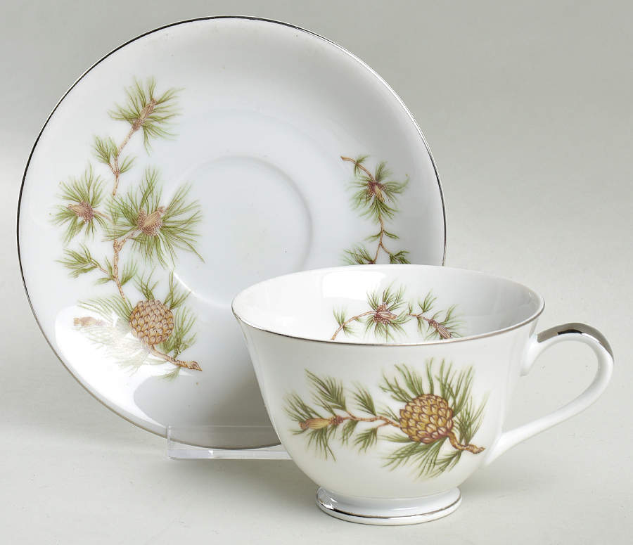 Cascade Pine Footed Cup & Saucer Set by Seyei Toki Co-1