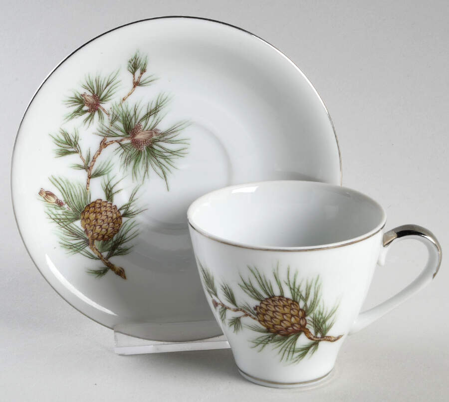 Cascade Pine Flat Demitasse Cup & Saucer Set by Seyei Toki Co-1