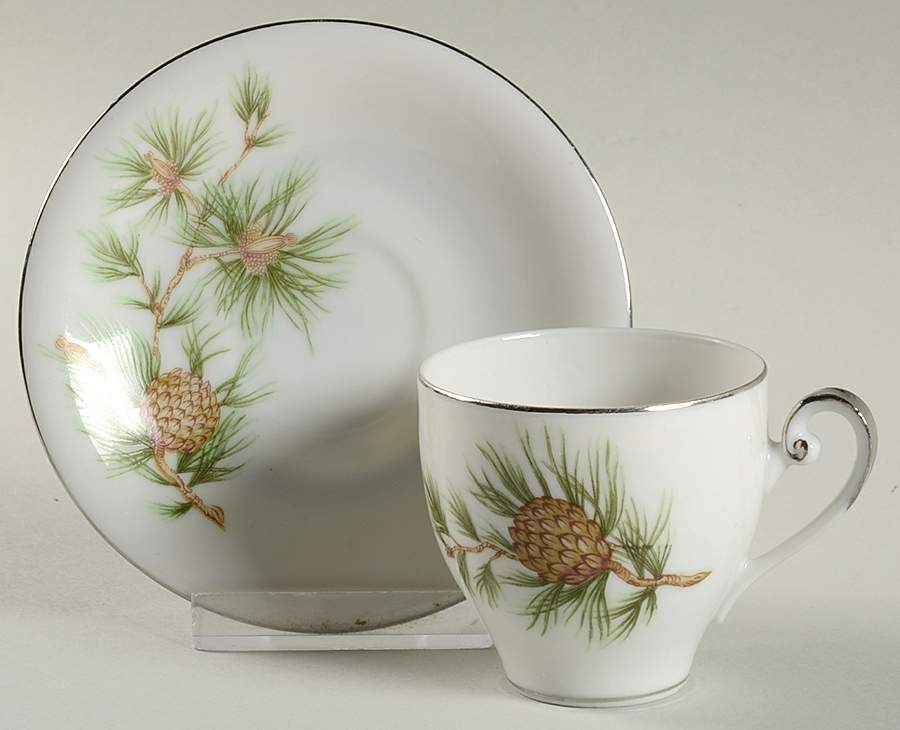 Cascade Pine Flat Demitasse Cup & Saucer Set by Seyei Toki Co-1