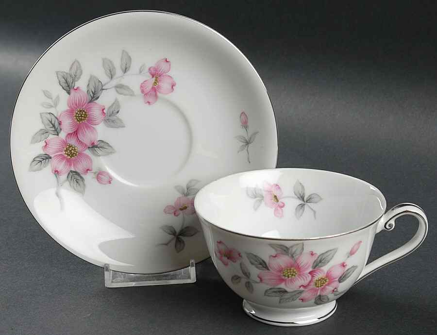 Dogwood Footed Cup & Saucer Set by Seyei Toki Co-1