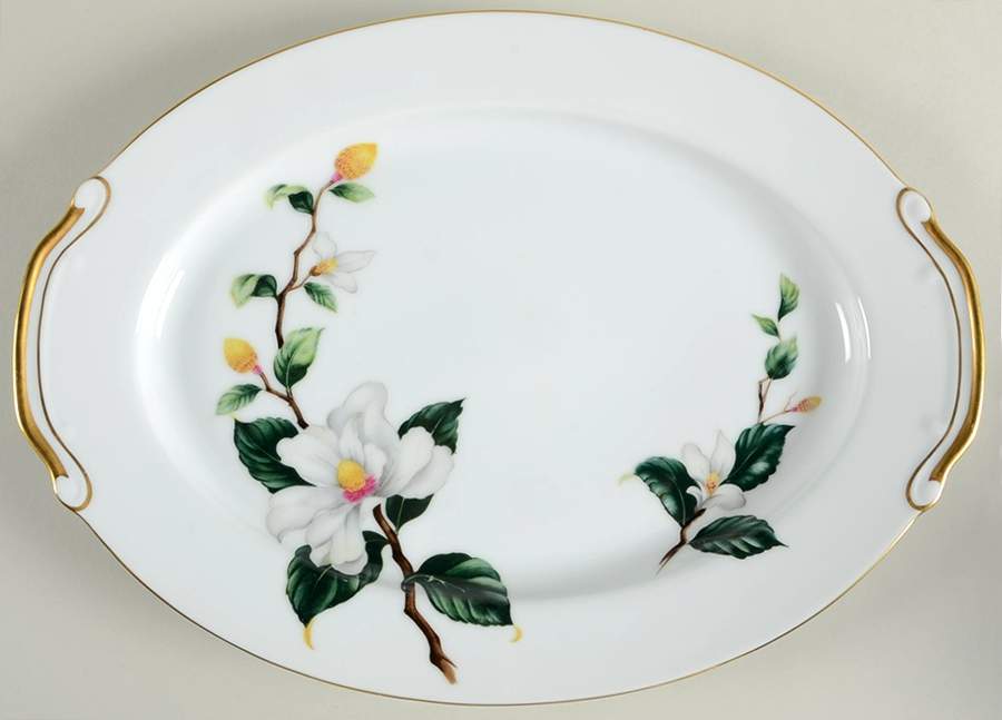 Fall Camellia 14" Oval Serving Platter by Seyei Toki Co-1