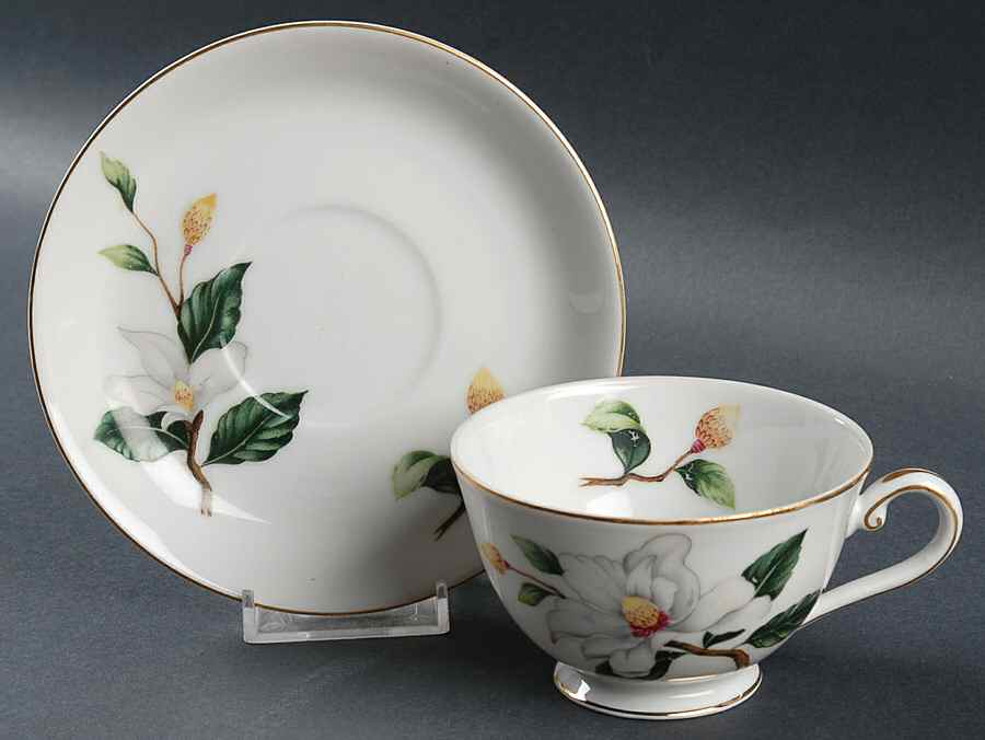 Fall Camellia Footed Cup & Saucer Set by Seyei Toki Co-1