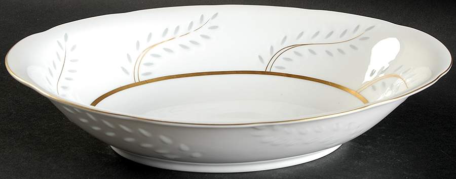 Pearl Rice (Scalloped Edge) 10" Oval Vegetable Bowl by Seyei Toki Co-1