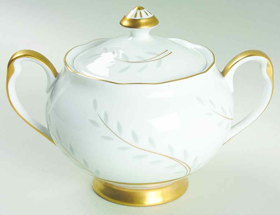 Pearl Rice (Scalloped Edge) Sugar Bowl & Lid by Seyei Toki Co-1