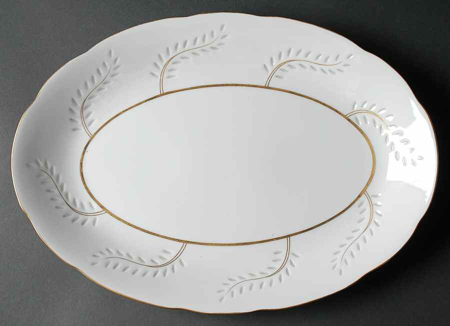 Pearl Rice (Scalloped Edge) 16" Oval Serving Platter by Seyei Toki Co-1