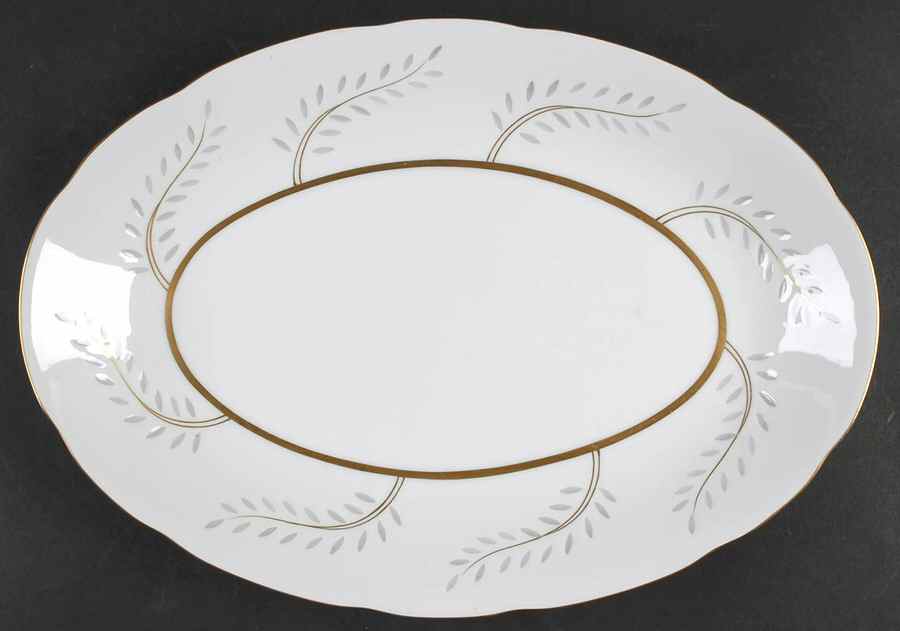 Pearl Rice (Scalloped Edge) 14" Oval Serving Platter by Seyei Toki Co-1