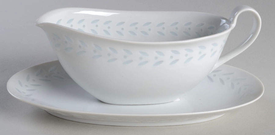 Pearl Rice (Smooth Edge) Gravy Boat & Underplate/Relish by Seyei Toki Co-1