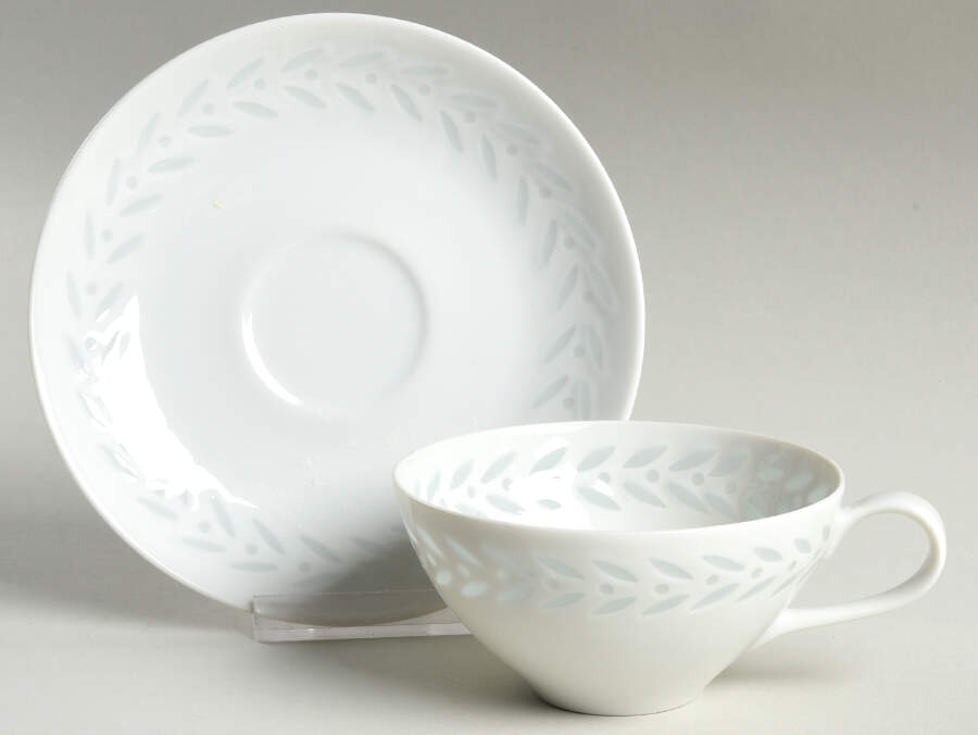 Pearl Rice (Smooth Edge) Flat Cup & Saucer Set by Seyei Toki Co-1