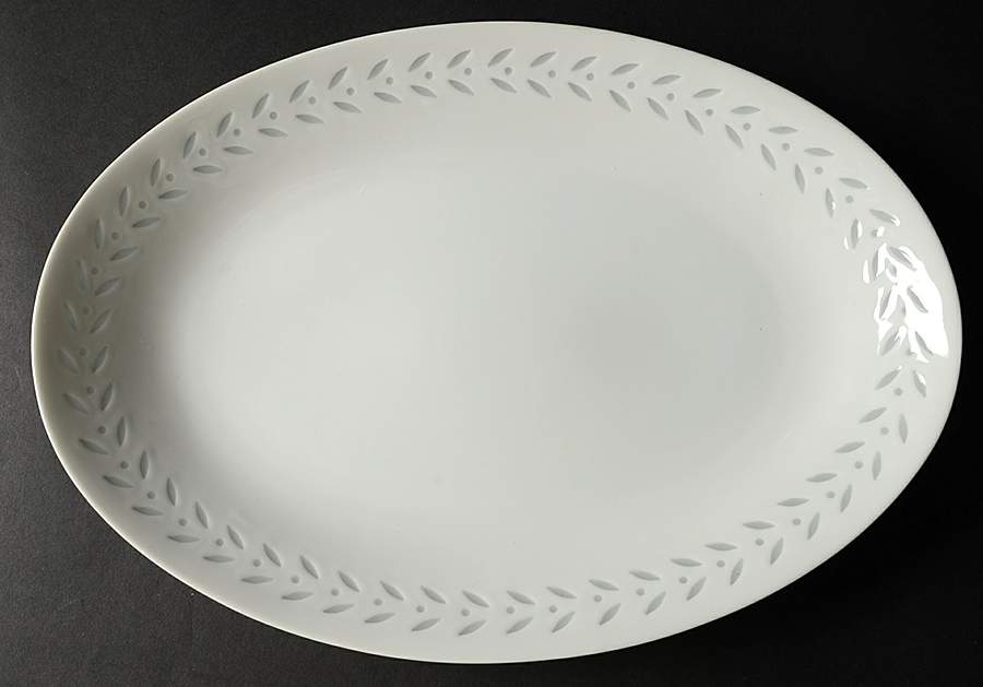 Pearl Rice (Smooth Edge) 14" Oval Serving Platter by Seyei Toki Co-1