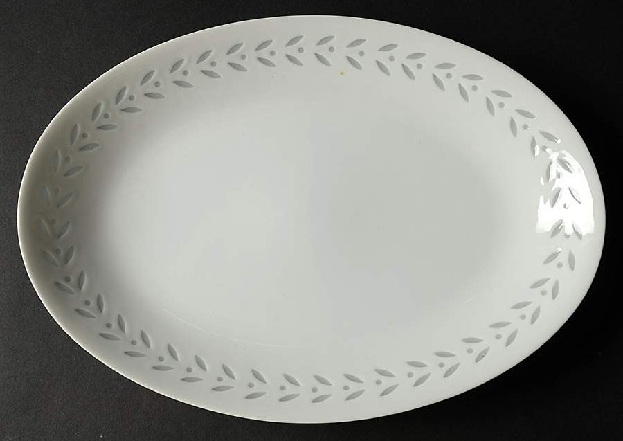 Pearl Rice (Smooth Edge) 12" Oval Serving Platter by Seyei Toki Co-1