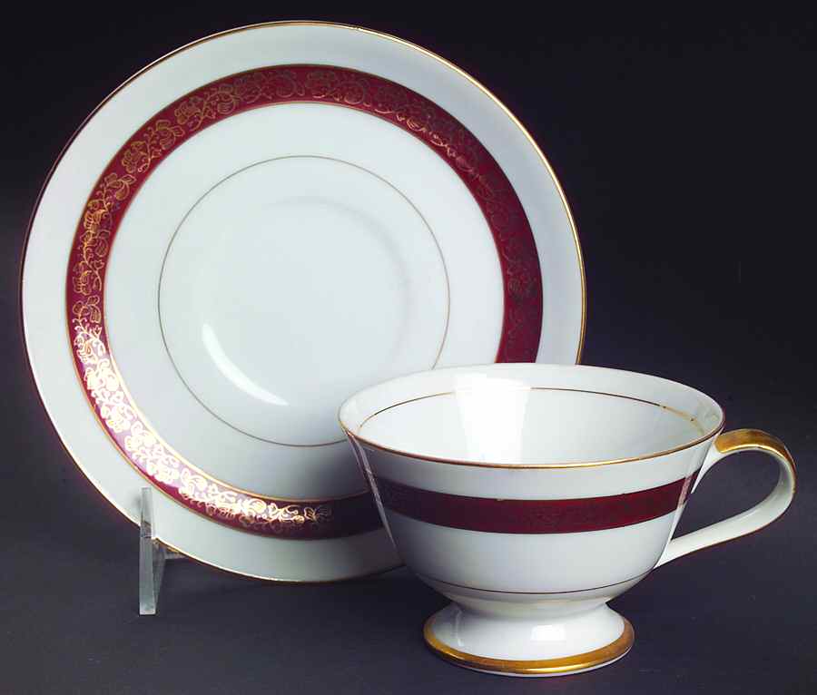 Rubiyat Footed Cup & Saucer Set by Seyei Toki Co-1