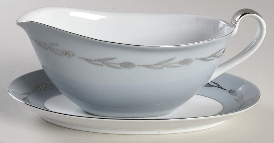 Silver Wheat Gravy Boat & Underplate by Seyei Toki Co-1
