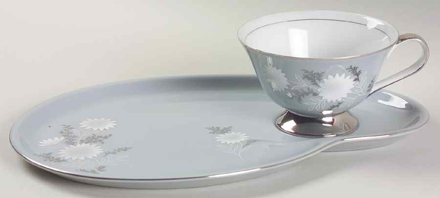 Starlite (Silver Backstamp) Snack Plate & Cup Set by Seyei Toki Co-1