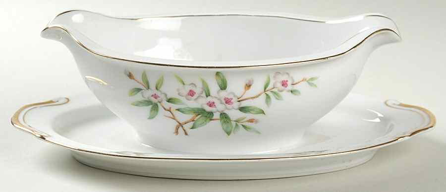 Wild Cherry Gravy Boat with Attached Underplate by Seyei Toki Co-1