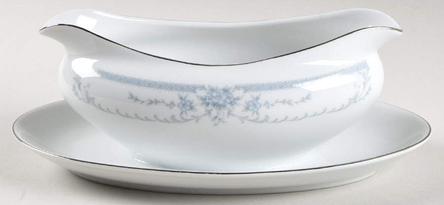 Blue Whisper Gravy Boat with Attached Underplate by Sheffield-1