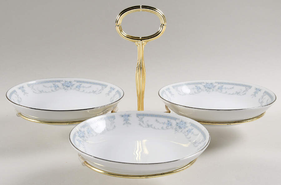 Blue Whisper 7" x 12" 3-Part Relish & Metal Stand (FR) HC by Sheffield-1