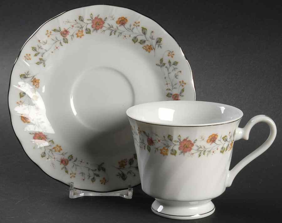 Bouquet Footed Cup & Saucer Set by Sheffield-1