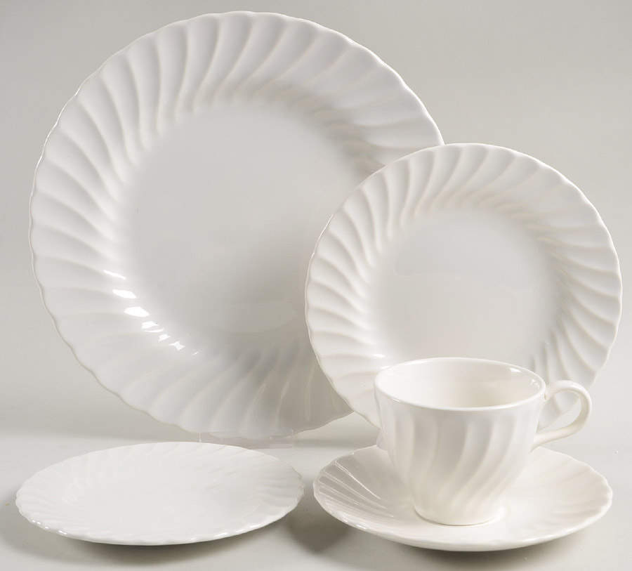Bone White (Earthenware, USA, All Ivory) 5 Piece Place Setting by Sheffield-1