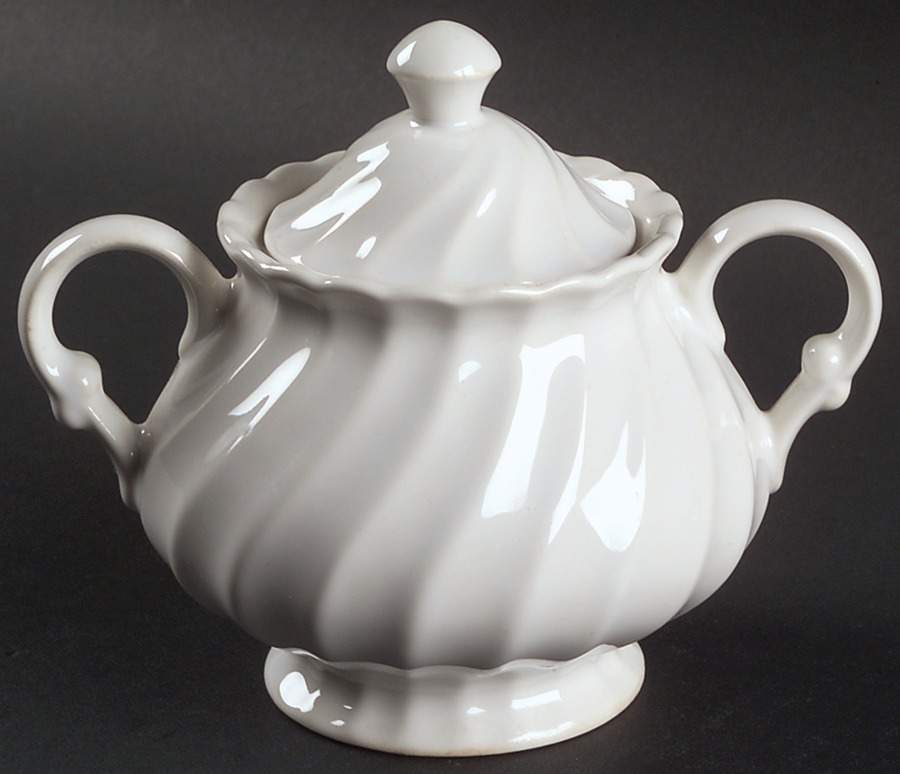 Bone White (Earthenware, USA, All Ivory) Sugar Bowl & Lid by Sheffield-1