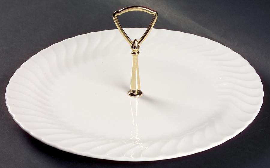 Bone White (Earthenware, USA, All Ivory) Round Serving Plate with Handle (CH) by Sheffield-1