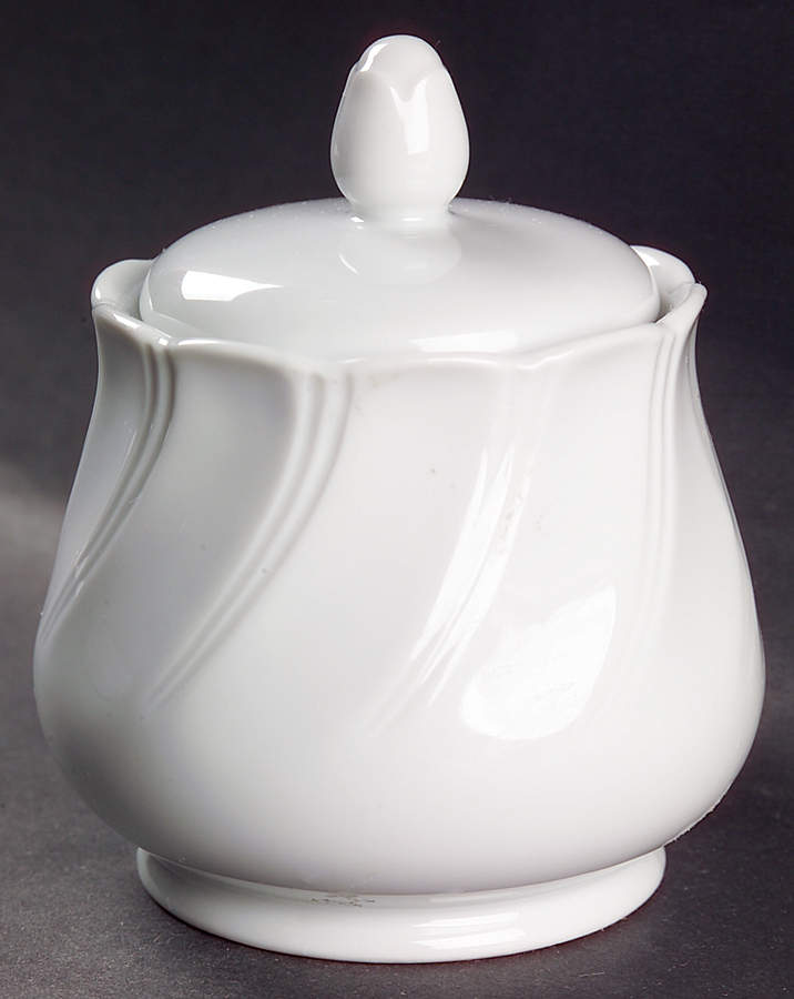 Bone White (Porcelain, Japan, All White) Sugar Bowl & Lid by Sheffield-1