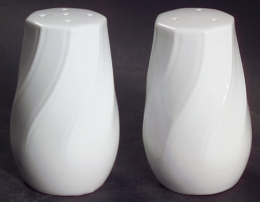 Bone White (Porcelain, Japan, All White) Salt & Pepper Set by Sheffield-1