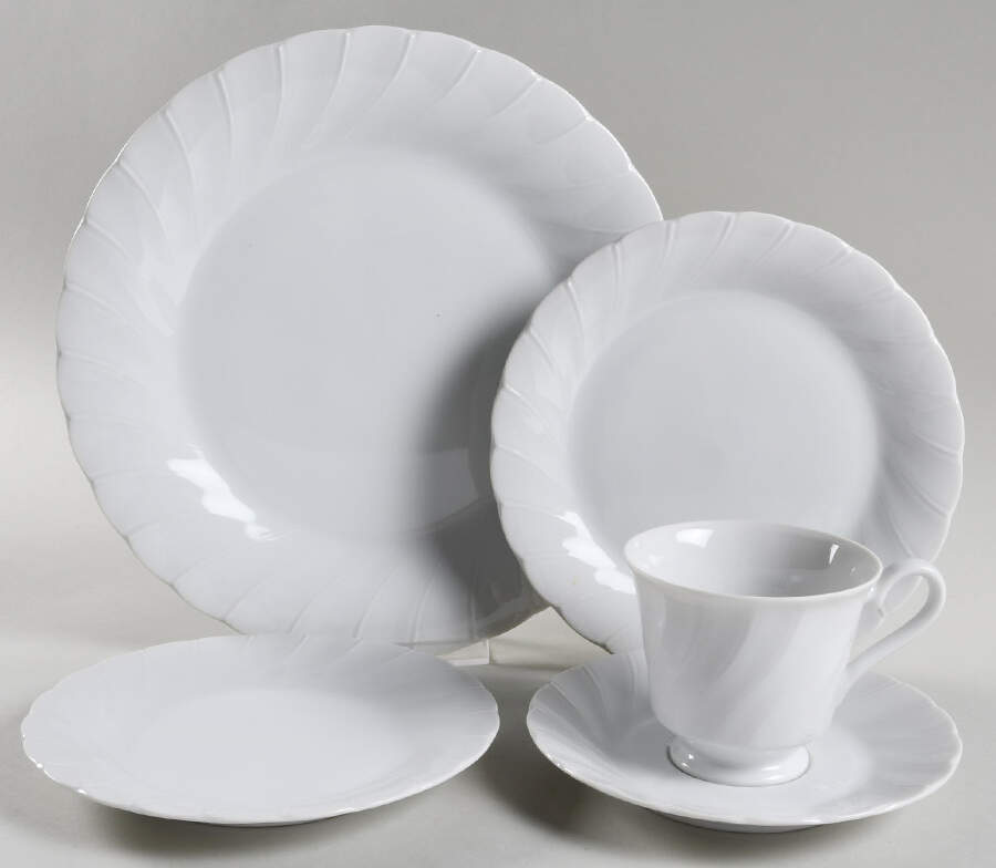 Bone White (Porcelain, Japan, All White) 5 Piece Place Setting by Sheffield-1