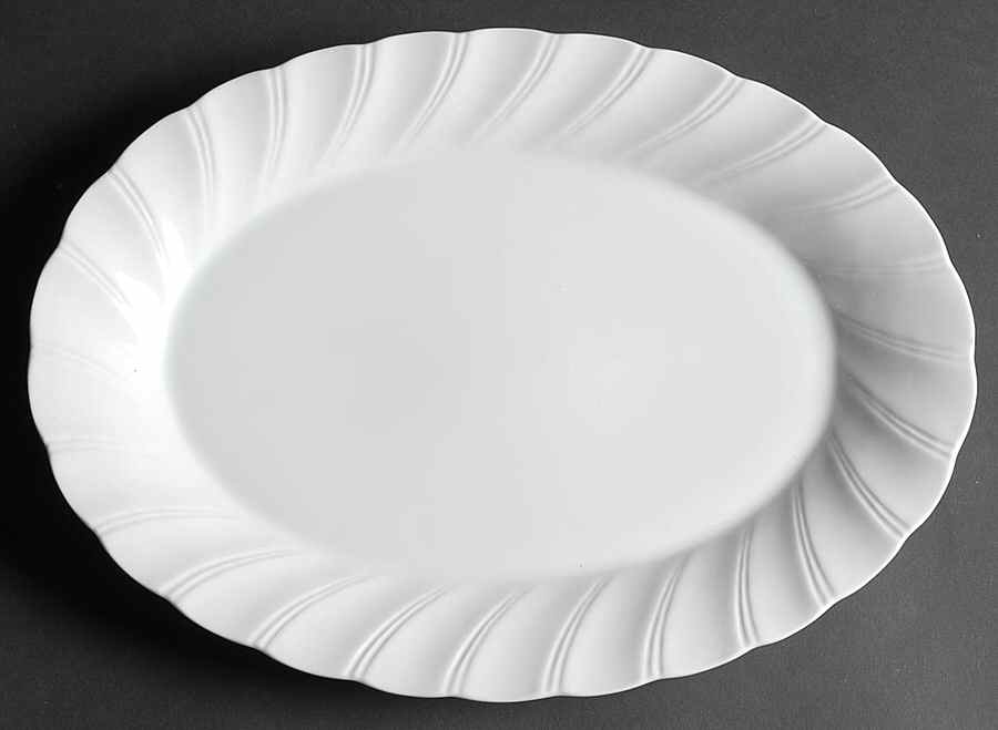Bone White (Porcelain, Japan, All White) 14" Oval Serving Platter by Sheffield-1