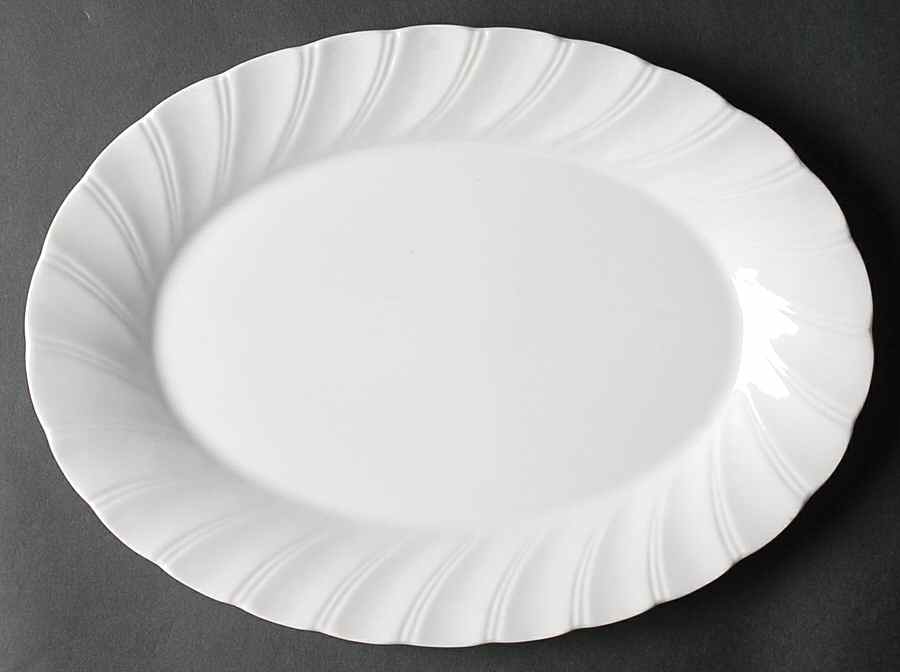 Bone White (Porcelain, Japan, All White) 12" Oval Serving Platter by Sheffield-1