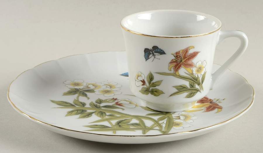 Chinese Garden Snack Plate & Cup Set by Sheffield-1