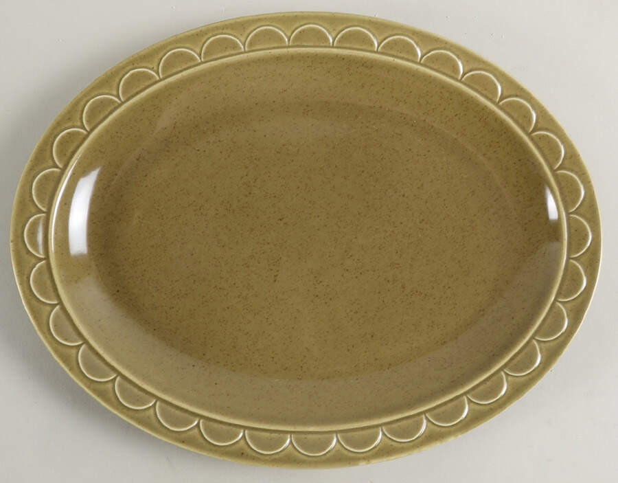 Granada Green 11" Oval Serving Platter by Sheffield-1