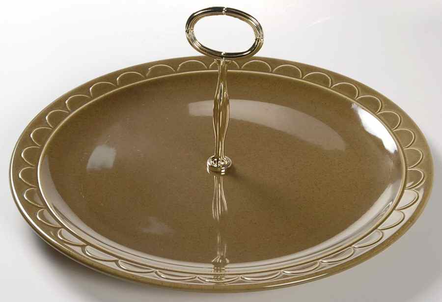 Granada Green Round Serving Plate with Handle (CH) by Sheffield-1