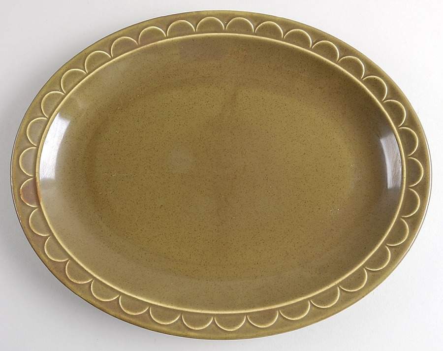Granada Green 12" Oval Serving Platter by Sheffield-1