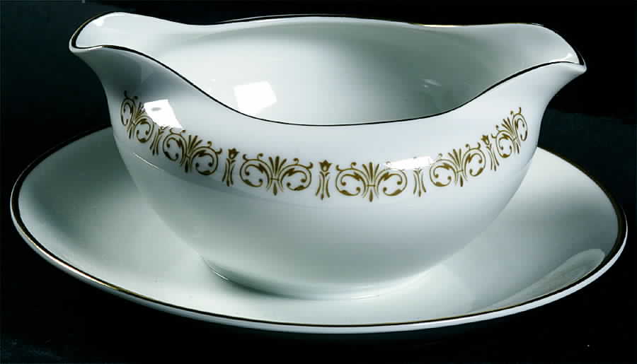 Imperial Gold Round Gravy Boat/Attached Underplate by Sheffield-1