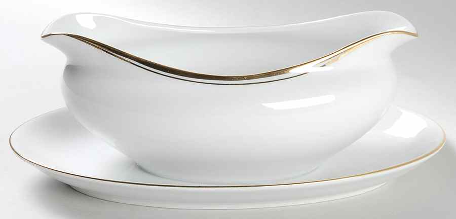 Regency Gold Gravy Boat with Attached Underplate by Sheffield-1