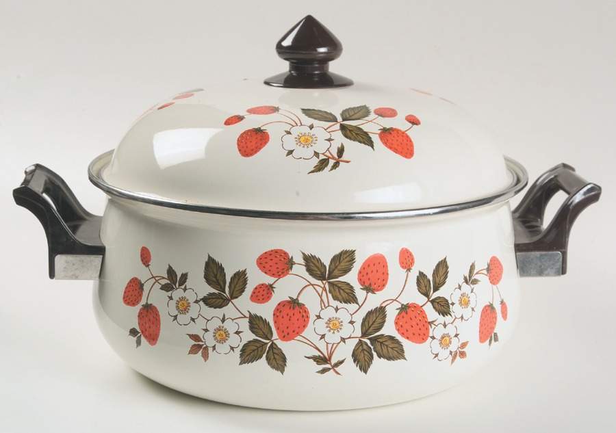 Strawberries N' Cream 5 Quart Metal Covered Casserole by Sheffield-1