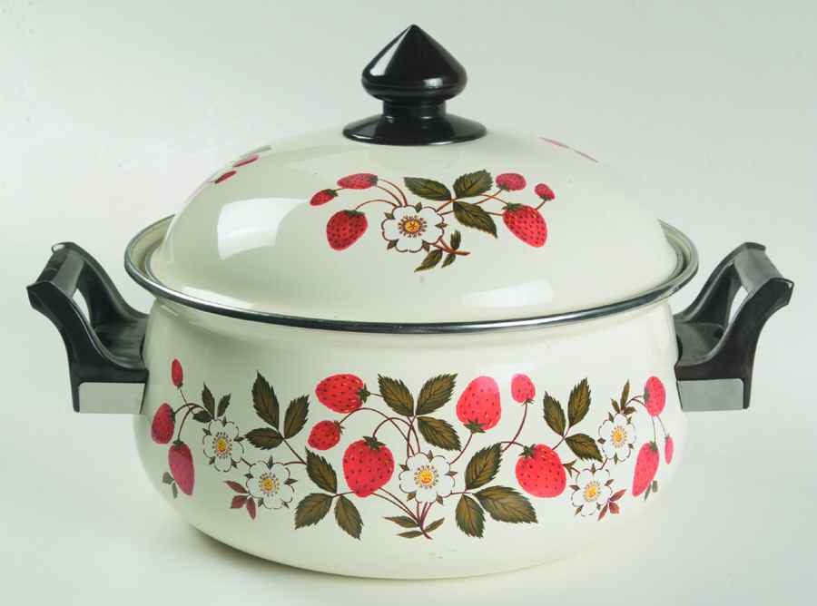 Strawberries N' Cream 3 Quart Metal Covered Casserole by Sheffield-1