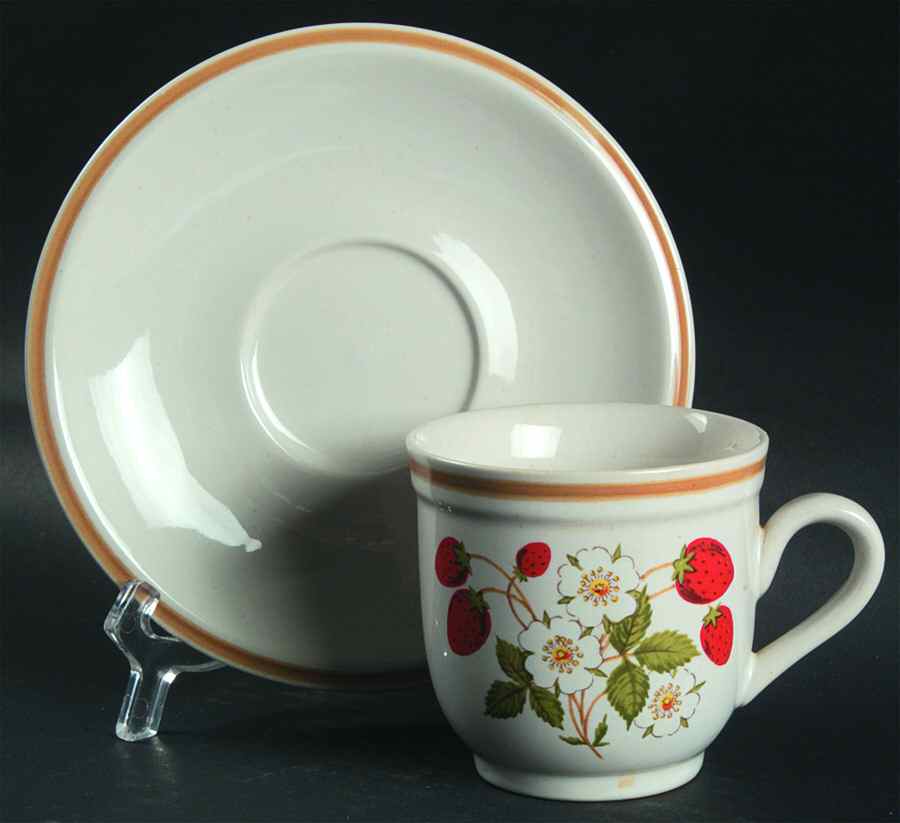 Strawberries N' Cream Flat Cup & Saucer Set by Sheffield-1